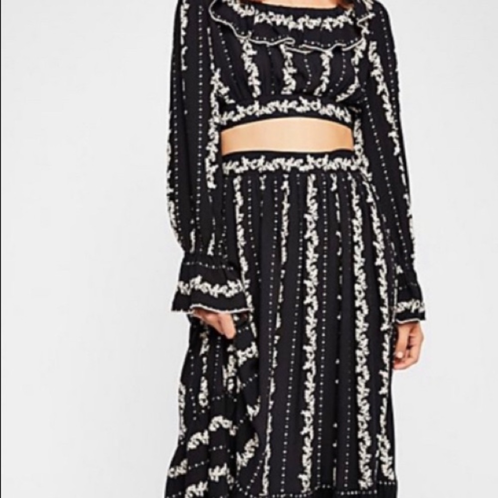 Lolita Free people 2 piece crop top skirt set!